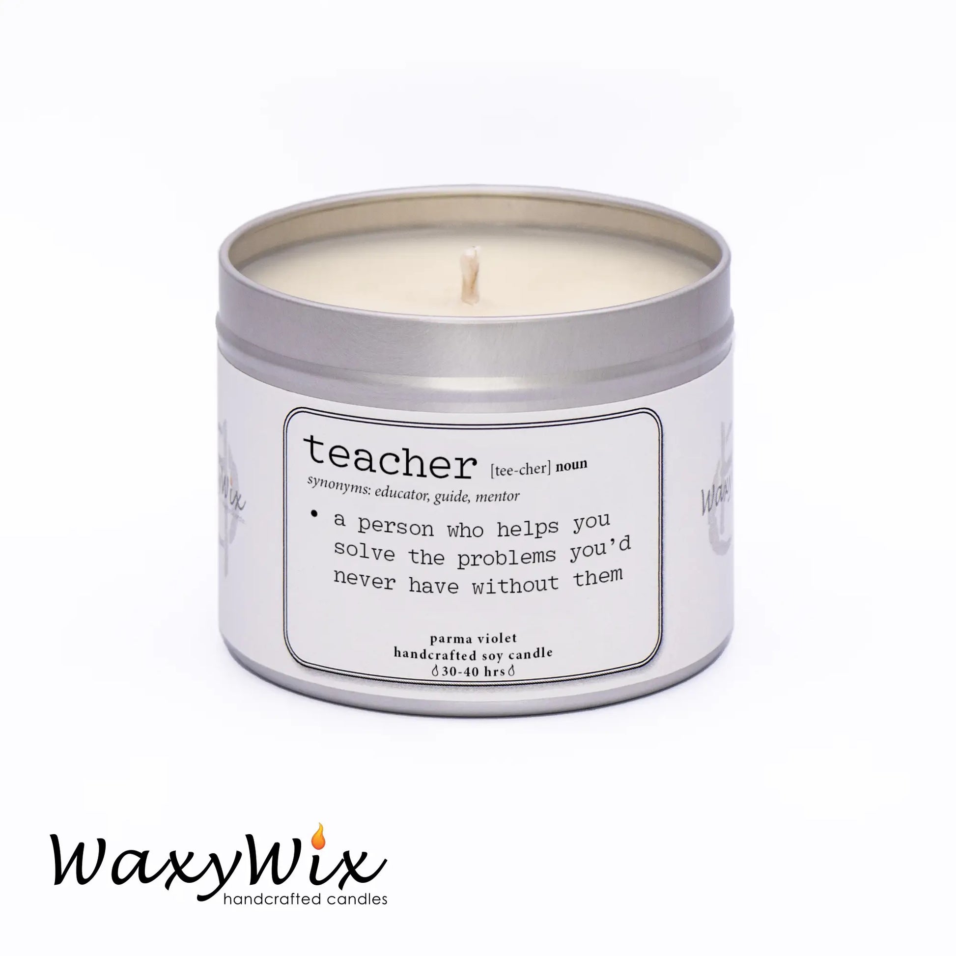 Teacher: Noun, definition. Candle gift for Teacher. Strong scented handmade soy