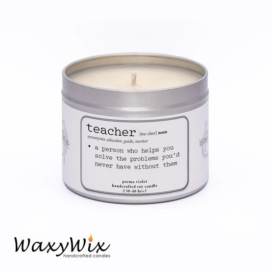 Teacher: Noun, definition. Candle gift for Teacher. Strong scented handmade soy