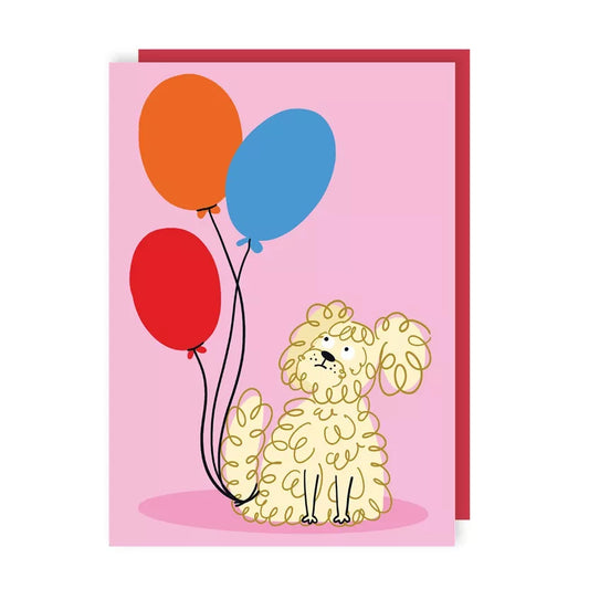 Dog With Balloons Birthday Card