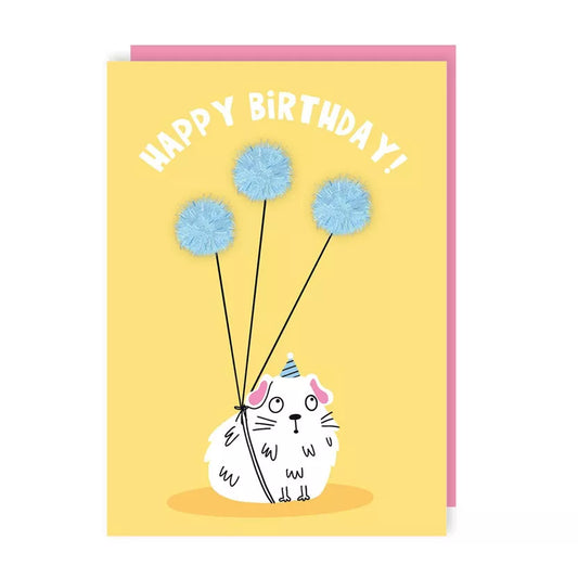 Happy Birthday Pompom Cat Card