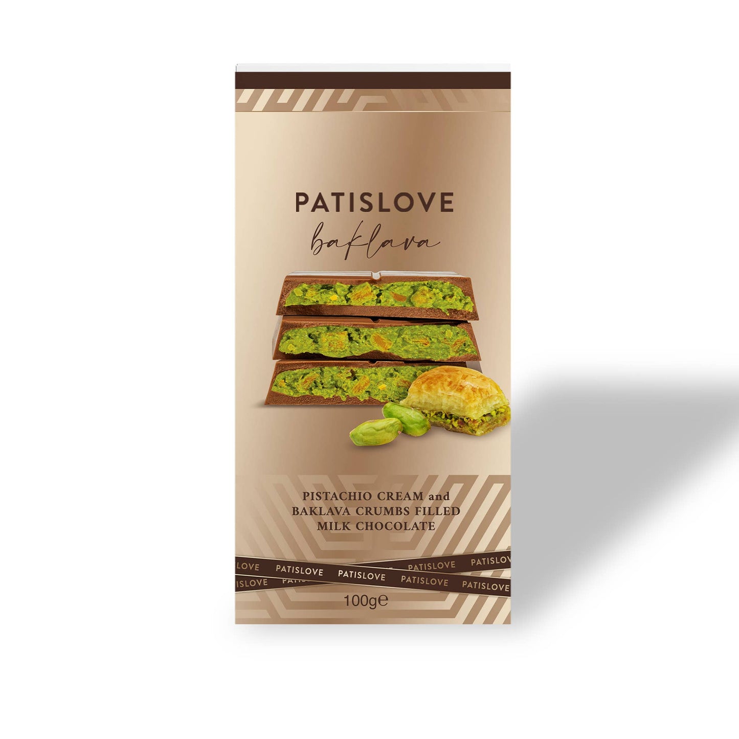 Pistachio Cream and Baklava Crumbs Filled Milk Chocolate