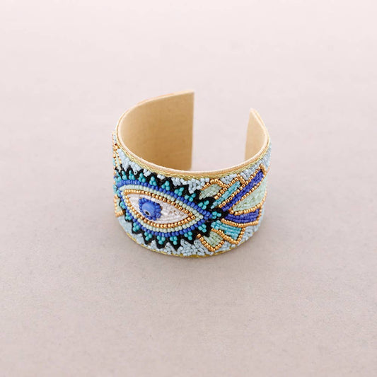 Adjustable Beaded Bracelet: Blue