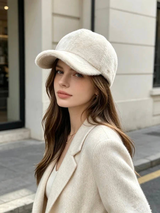Women's Faux Fur Cap Beige