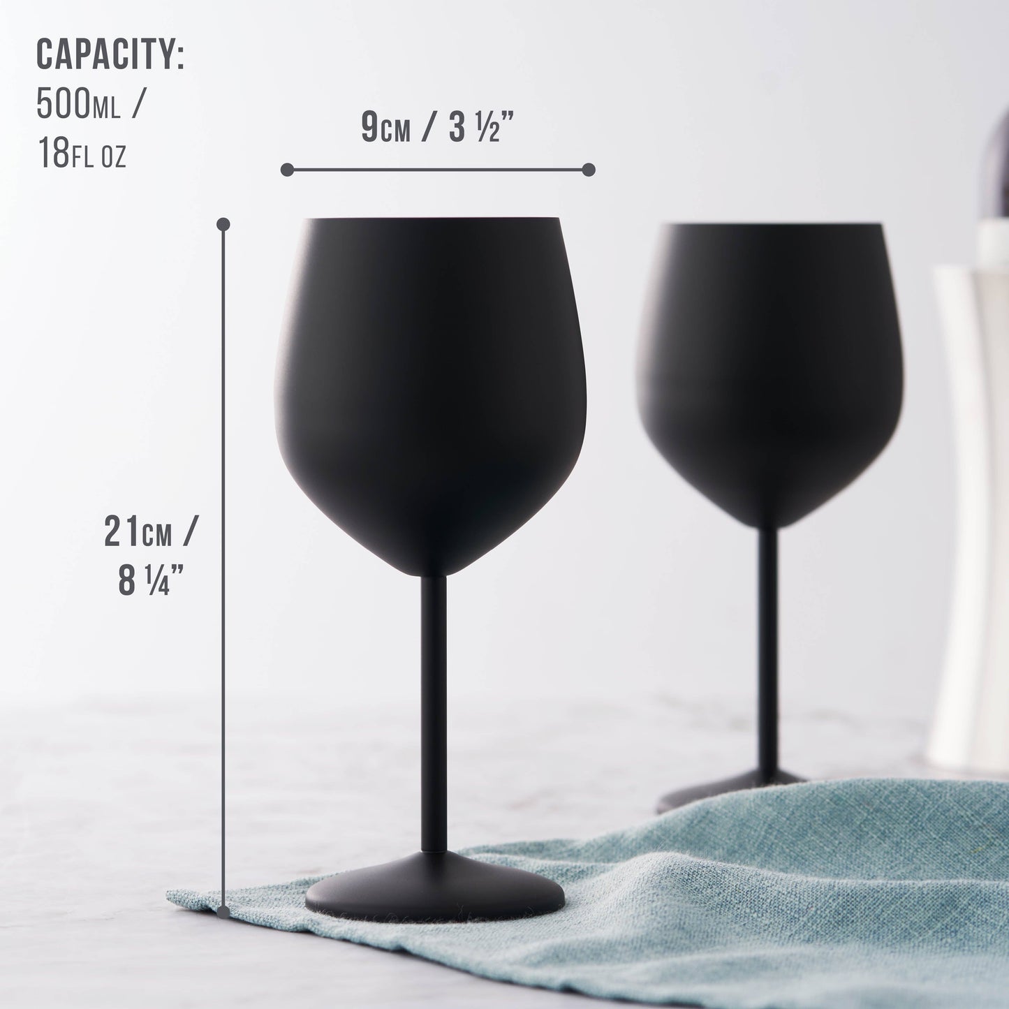 4 Matte Black Wine Glasses