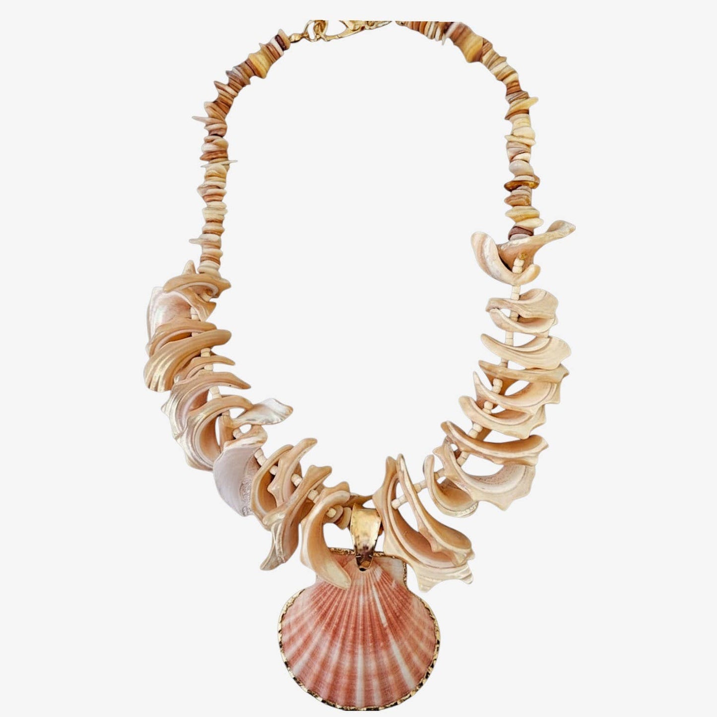 Chunky Coastal Shell Necklace Handmade Statement Jewelry