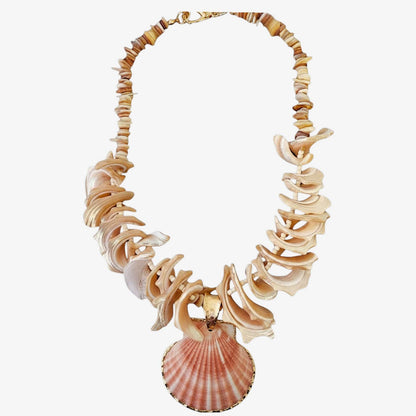 Chunky Coastal Shell Necklace Handmade Statement Jewelry