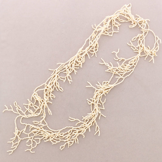 Long Coral Beaded Necklace-Beige