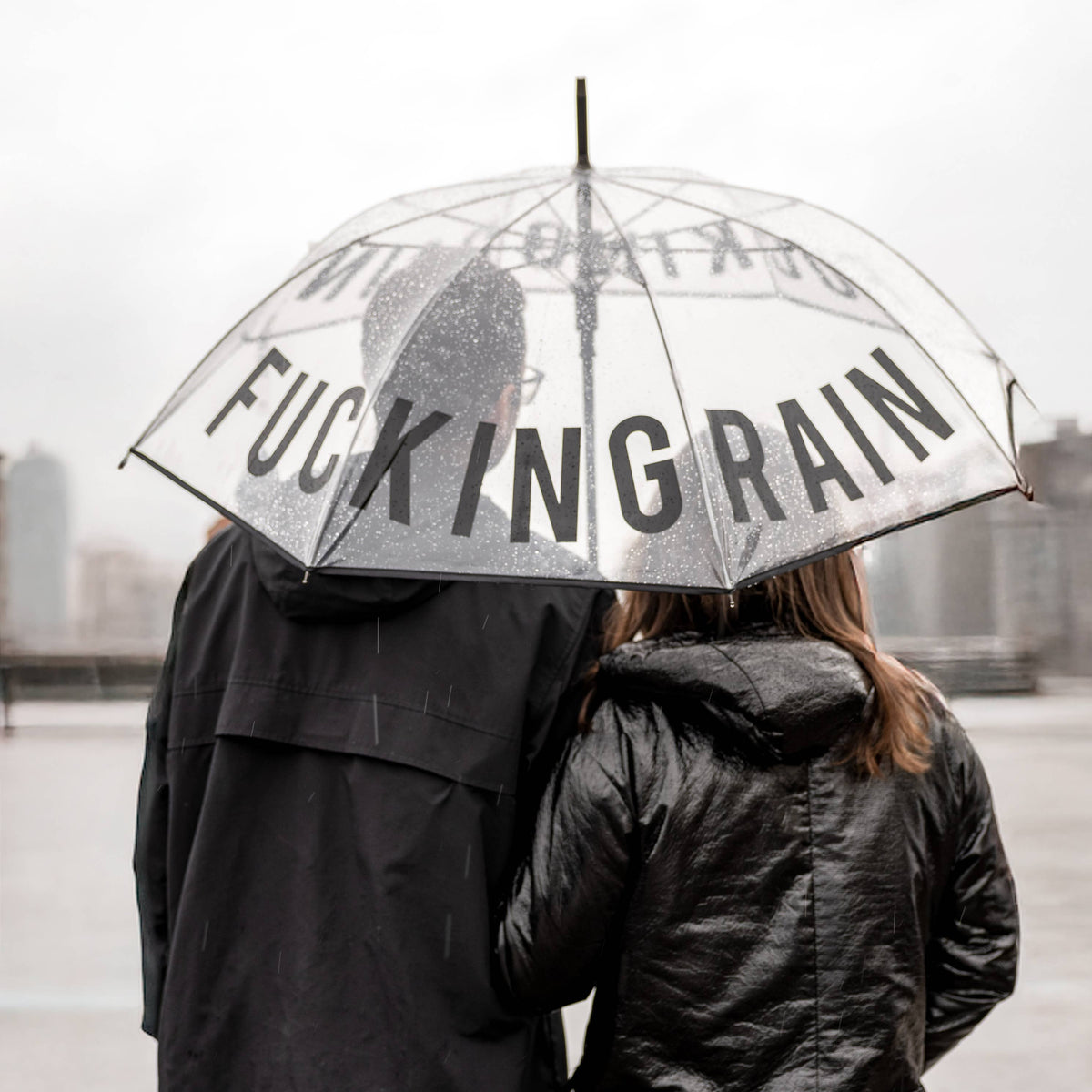 Transparent Umbrella "Fucking Rain"