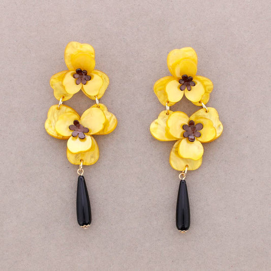 Double Hanging Flower Resin Earrings