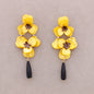 Double Hanging Flower Resin Earrings: Yellow