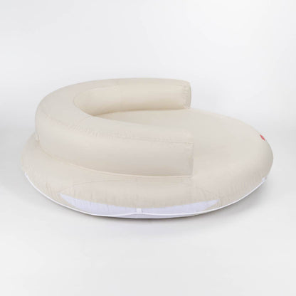 Large Round Bed Mattress With Headrest Beige
