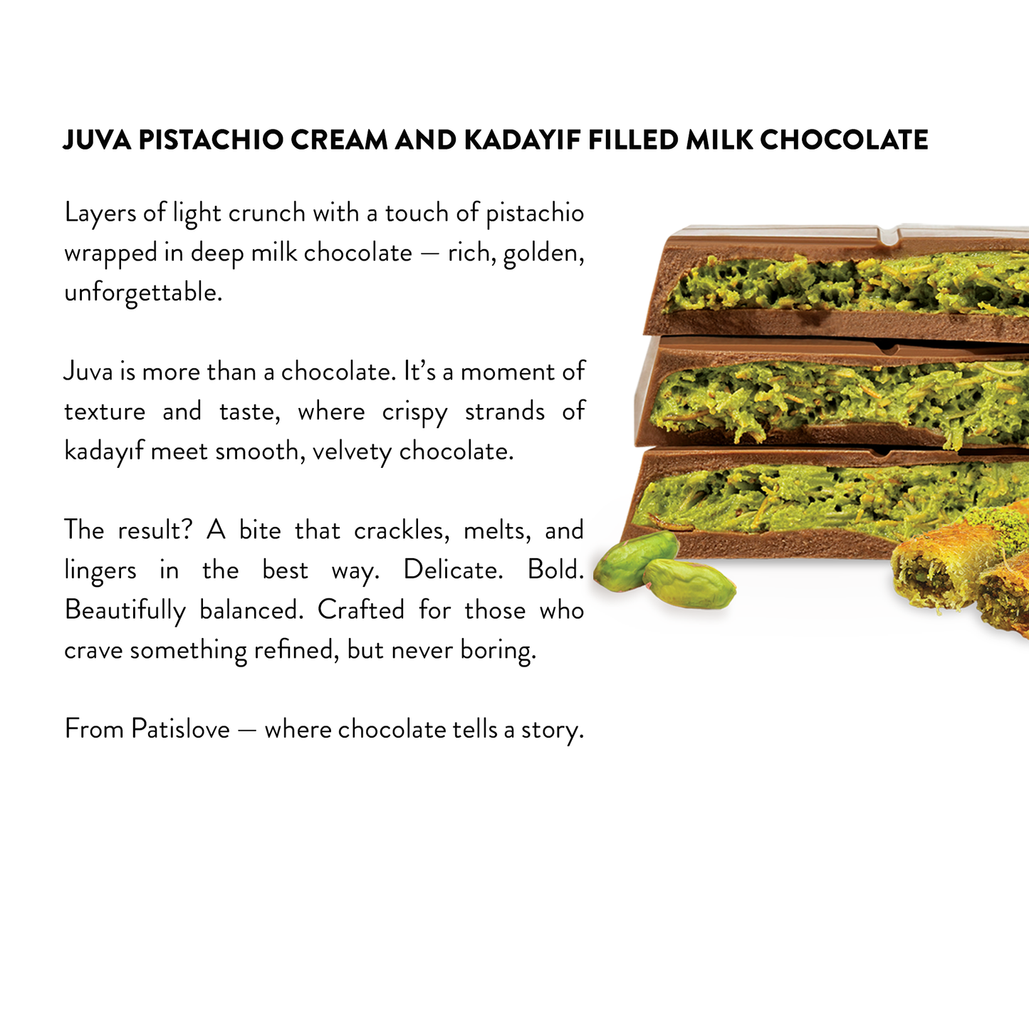 Pistachio & Kadayif Milk Chocolate, 100G