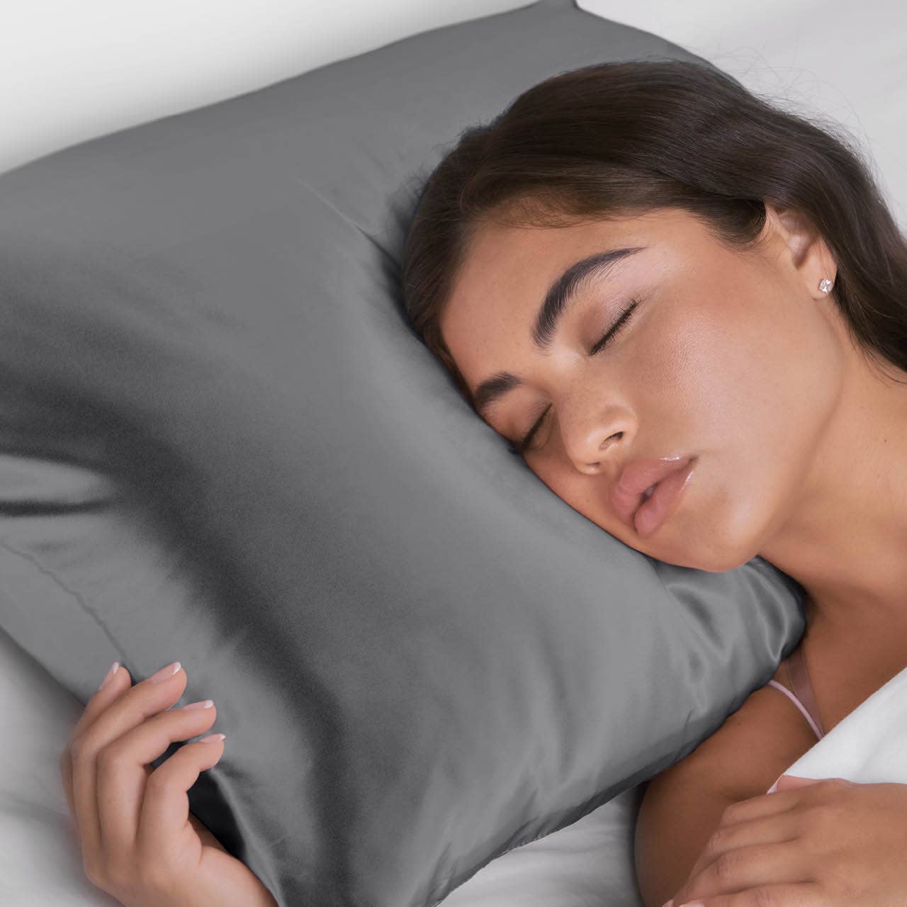 Dark Grey Satin Pillow Case (Standard)