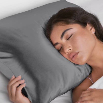 Dark Grey Satin Pillow Case (Standard)