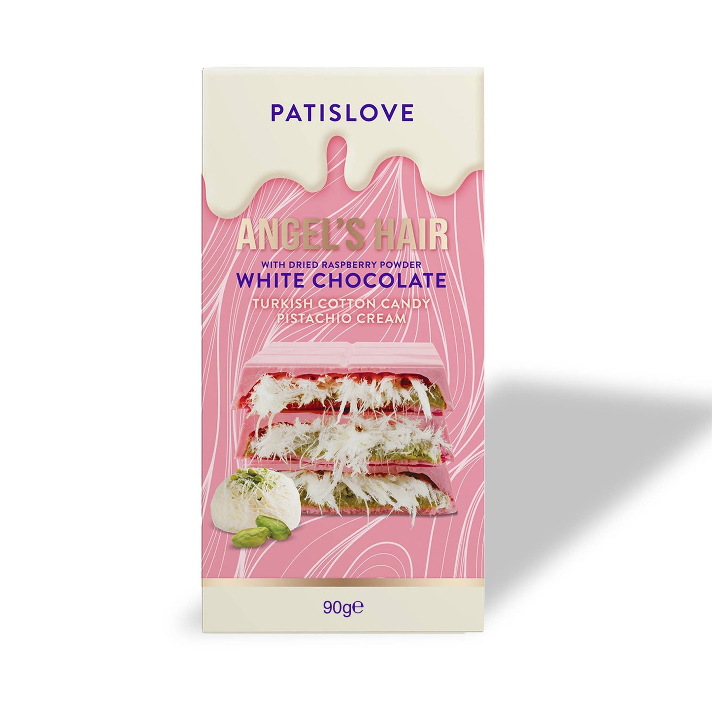 Angel’s Hair White Chocolate with Dried Raspberry Powder,90G