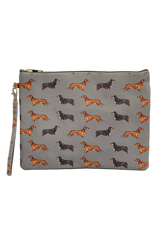 Dachshund Sausage Dog Clutch Bag Grey