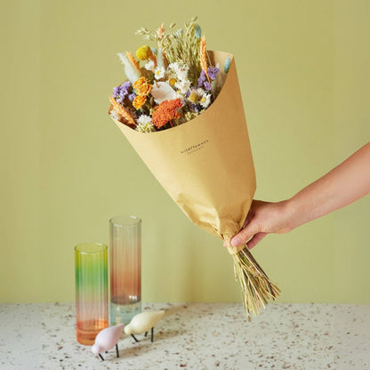 Dried Flowers Bouquet Orange Pastel Small
