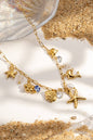 Gold-plated Nautical Charm Necklace with Shell and Star (stainless steel)