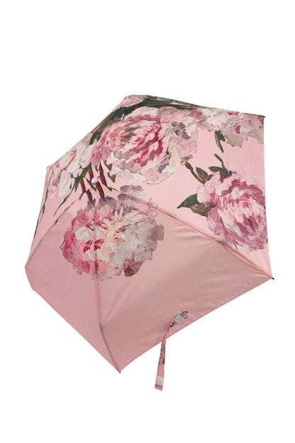Pink Peonies Floral Umbrella with Travel Case- Light Pink