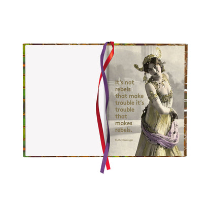 Notebook embroidery - More Rebels than Queens