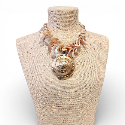 Chunky Spiral Sea Shell Necklace Summer Statement Jewelry