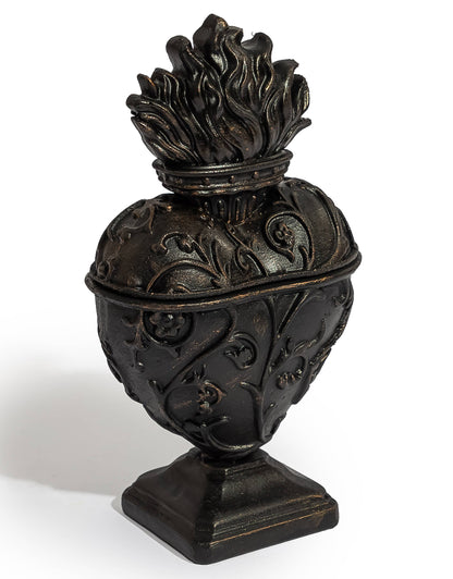 Large Antique Black Embossed "Sacred Heart"