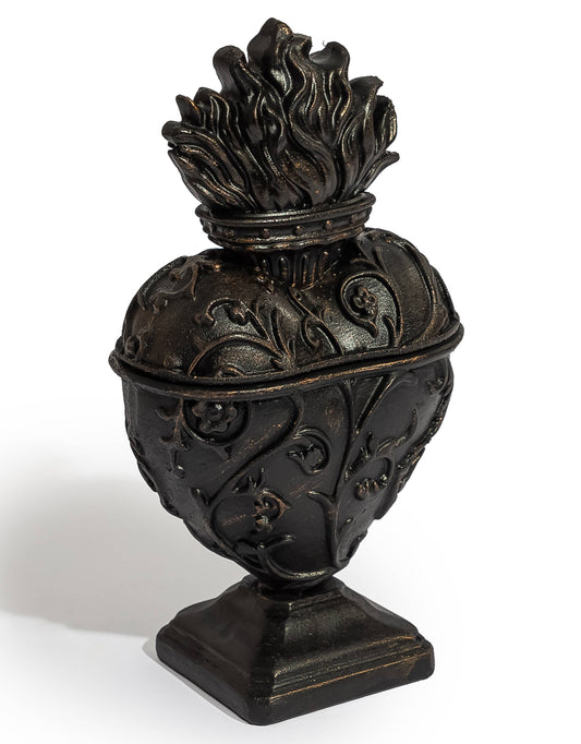 Large Antique Black Embossed "Sacred Heart"