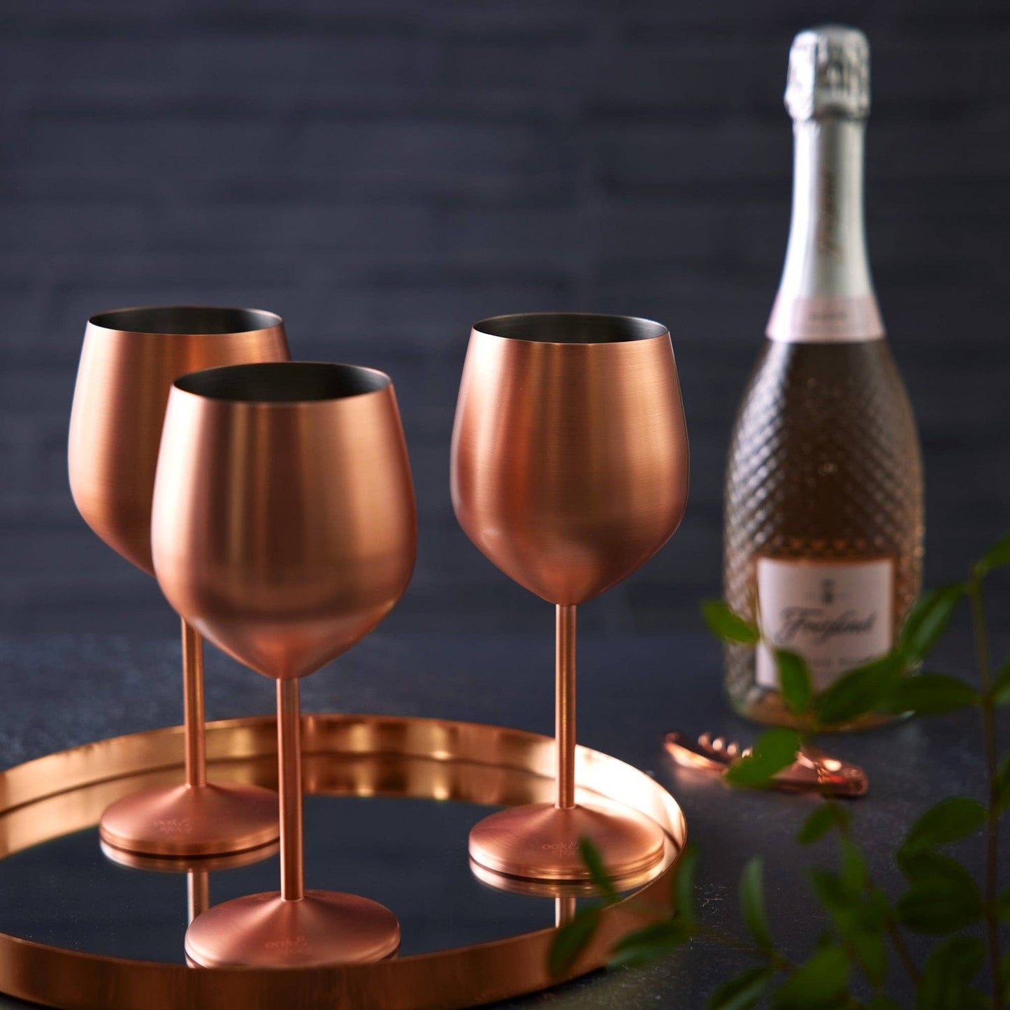 4 Matte Rose Gold Wine Glasses