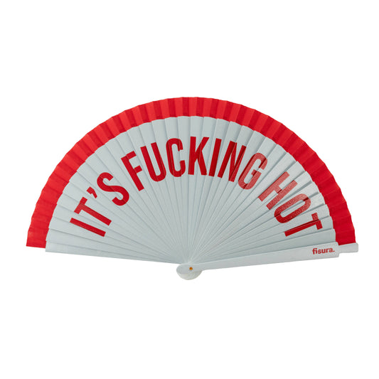 Hand Painted Fan It's Fucking Hot Red