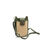 Braided leather Crossbody Phone Pouch-Kaki