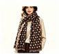 Polka Dot Viscose Scarf With Fine Fringes Coffee