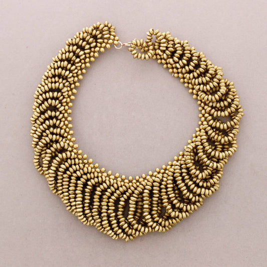 Wooden Bead Choker- Gold
