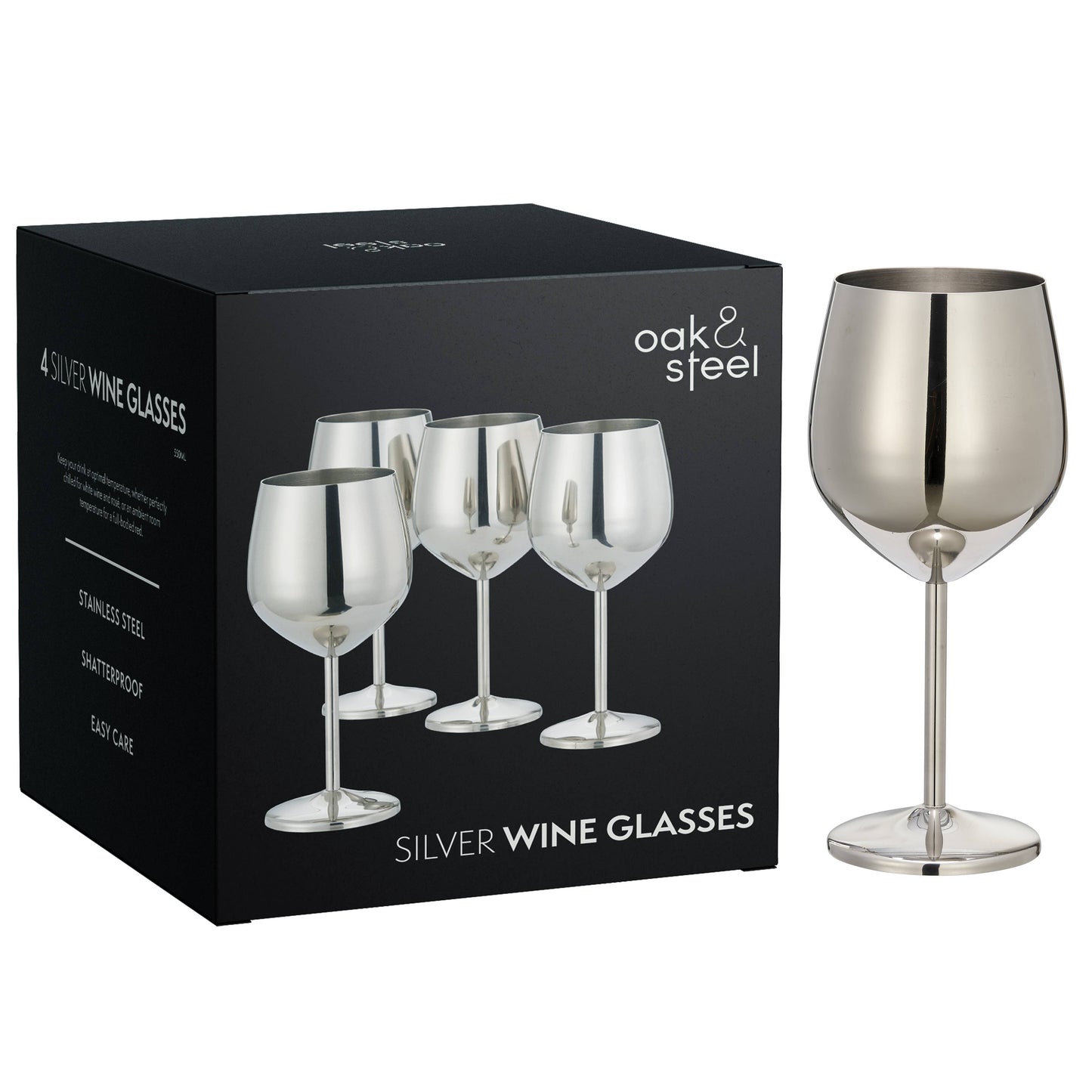 4 Silver Wine Glasses