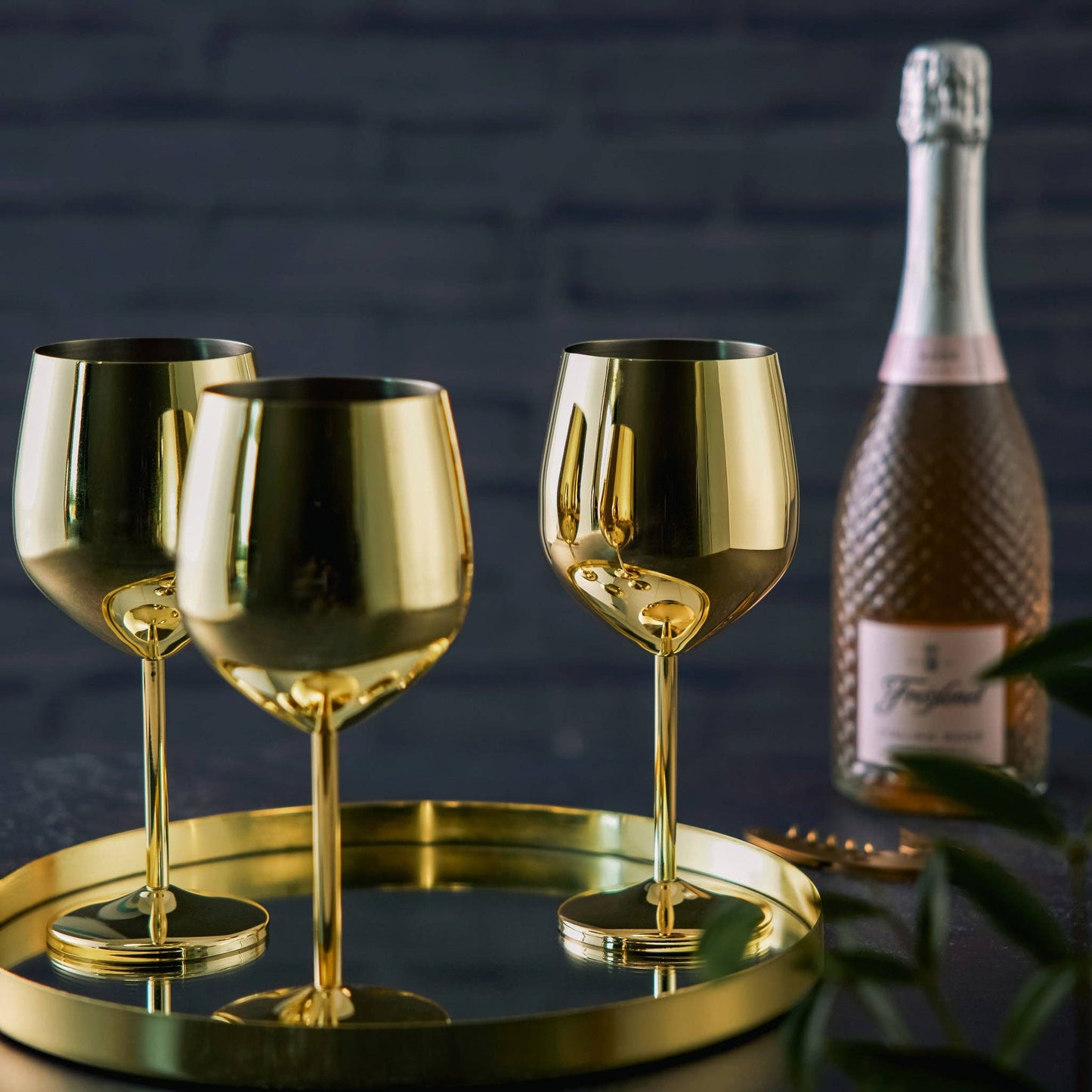 4 Gold Wine Glasses