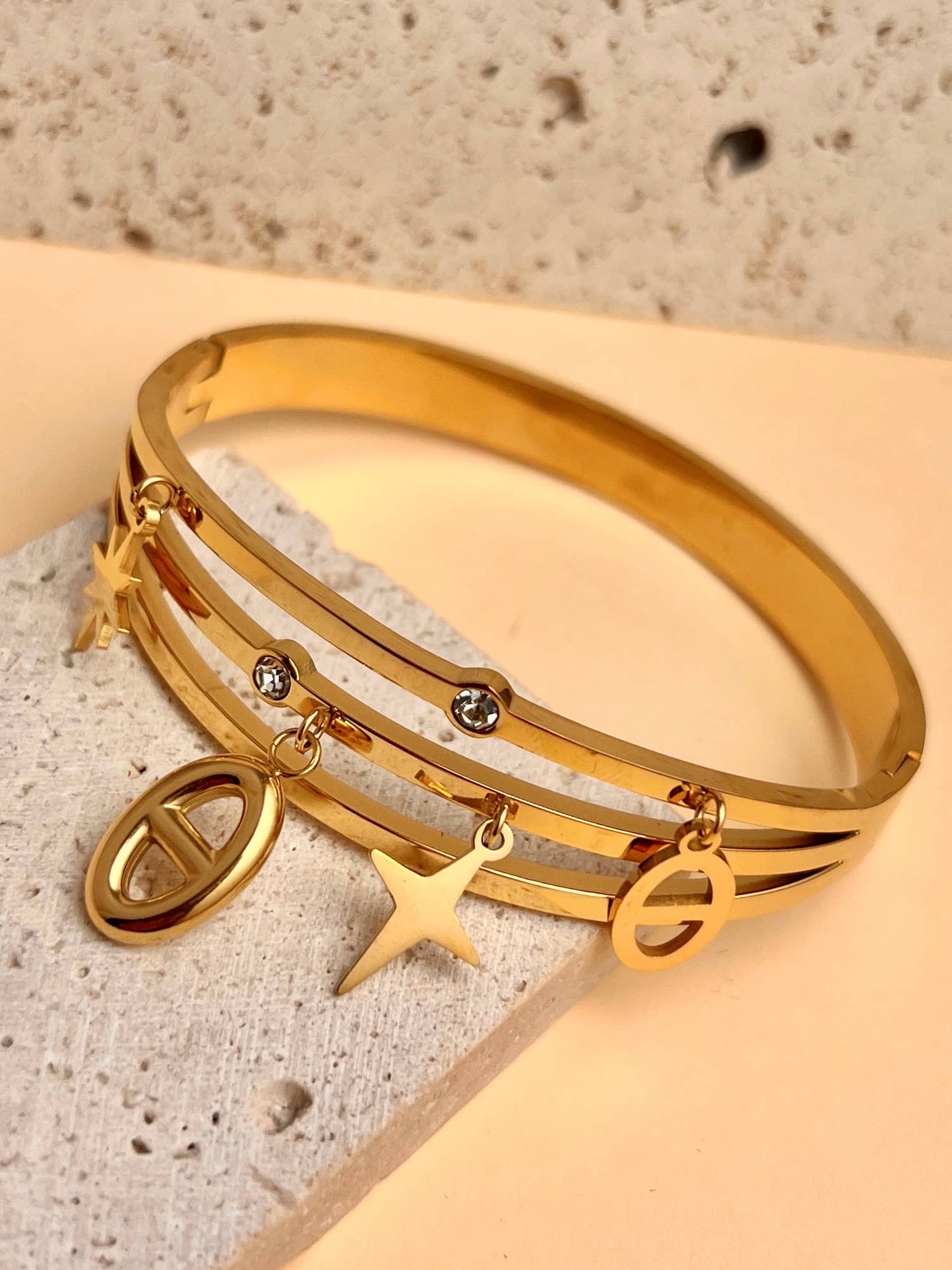 Triple Row Bangle Bracelet