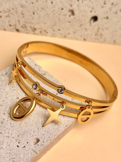 Triple Row Bangle Bracelet