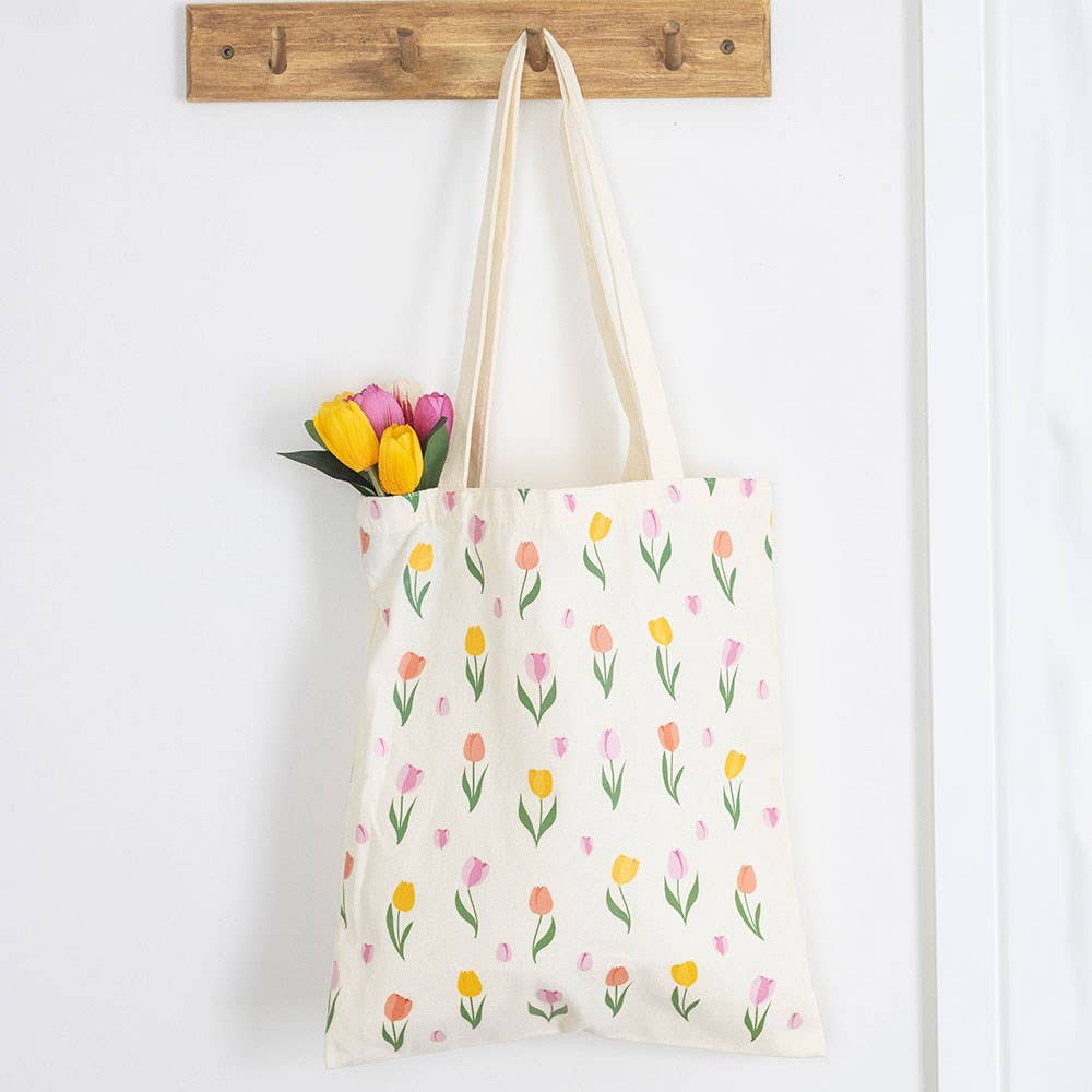 Spring Tulip Print Tote Bag