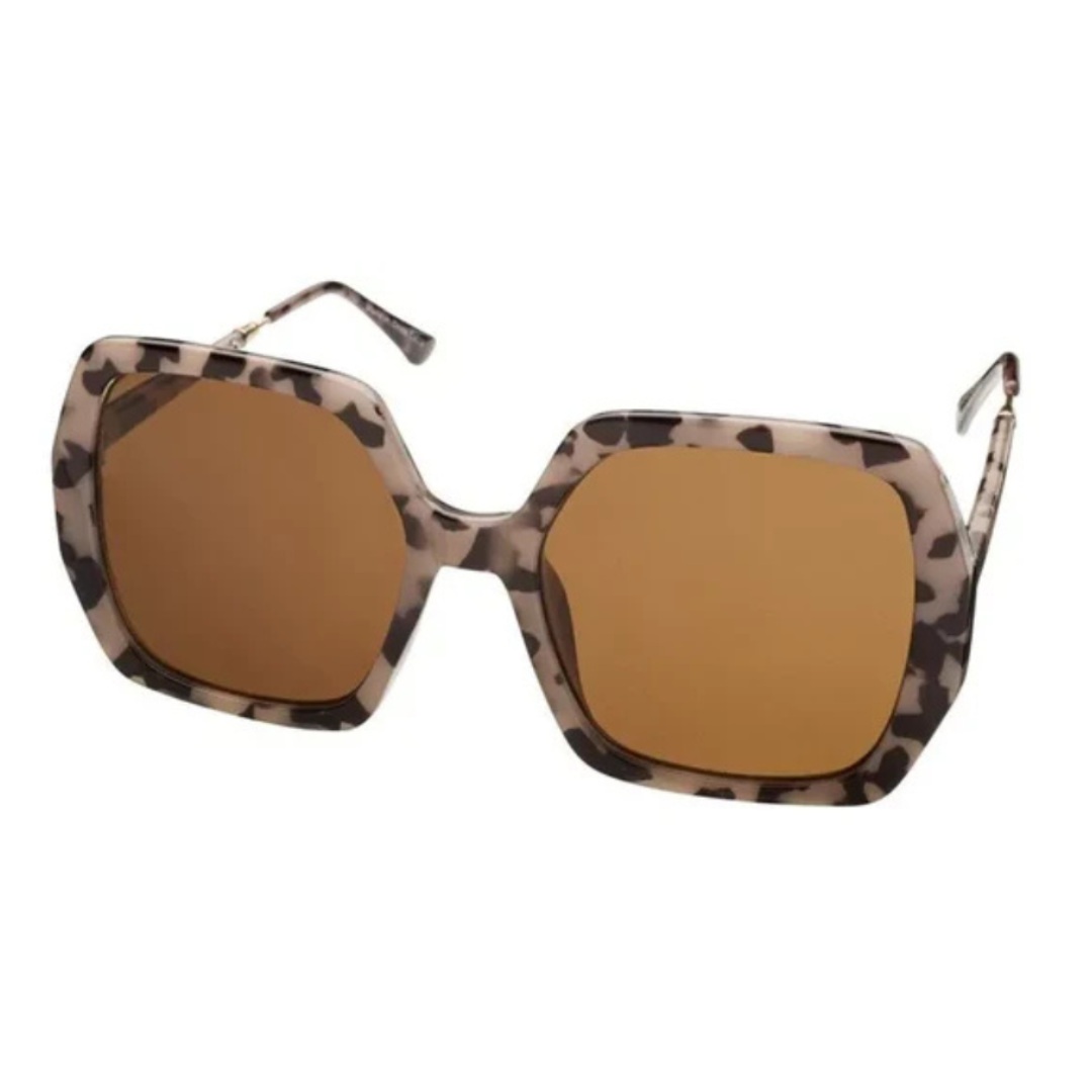 Deborah 70's Super size square Milky Brown Lens Sunglasses