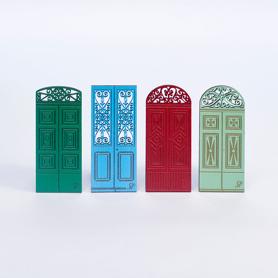 Doors Of Malta Wooden Magnet