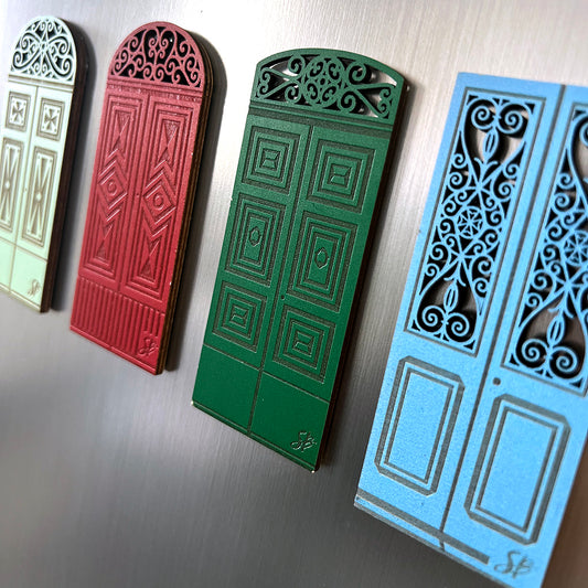 Doors Of Malta Wooden Magnet