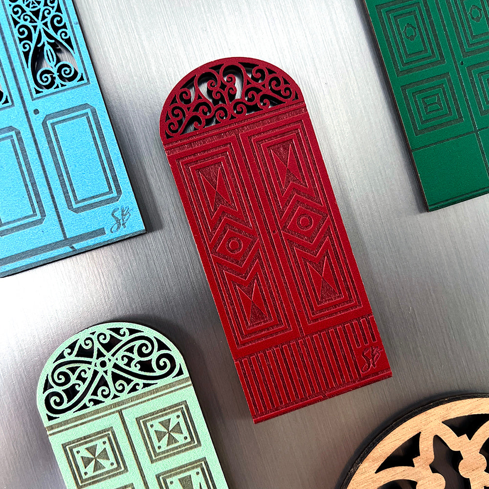 Doors Of Malta Wooden Magnet