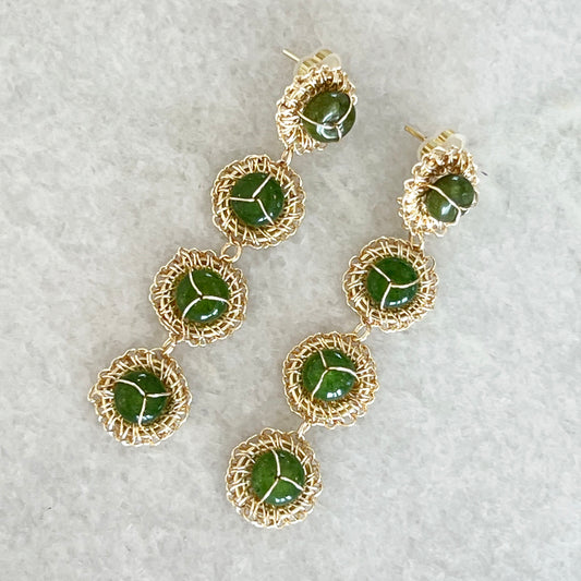 Green & Gold Handmade Earrings