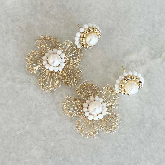 Handmade Crystal And Pearl Earrings