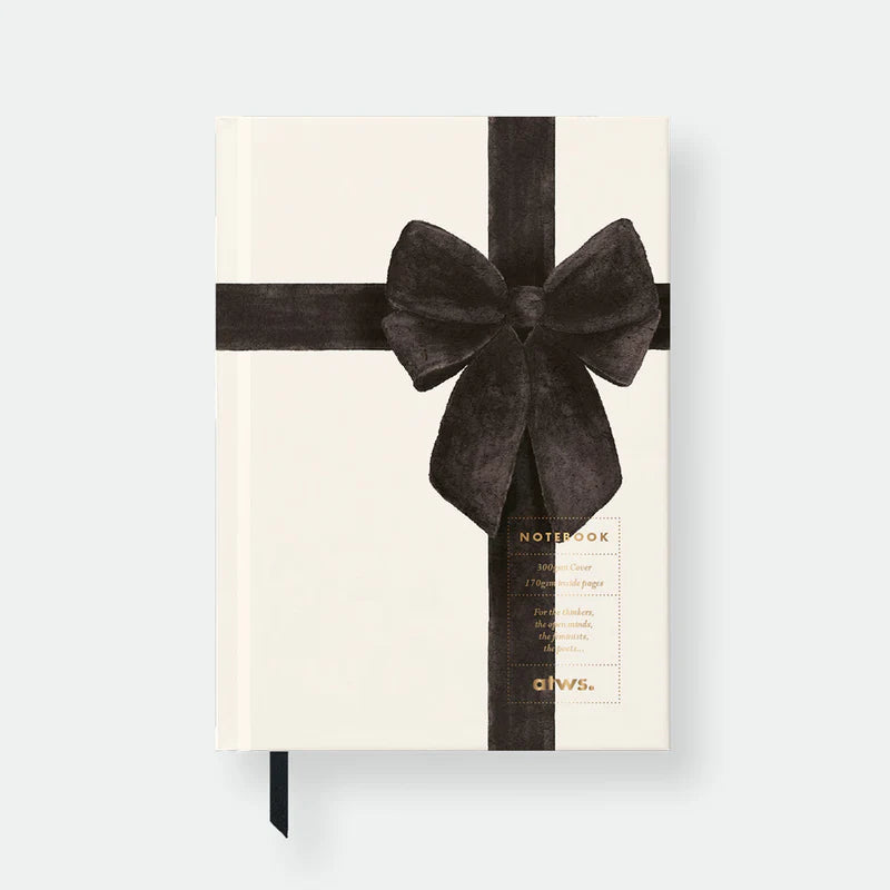 Black Bow Hard Cover A5 Notebook