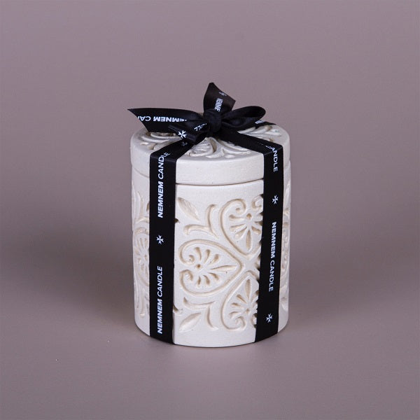 Small Cylinder Maltese Heart Beige