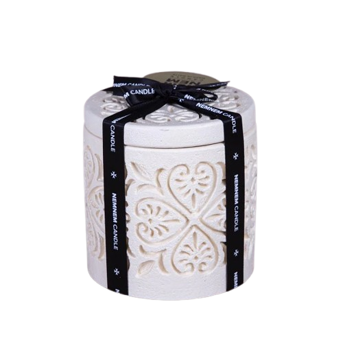 Large Cylinder Maltese Heart Beige