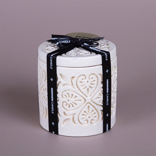 Large Cylinder Maltese Heart Beige