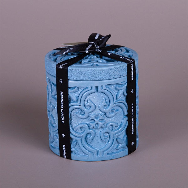 Large Cylinder Maltese Tile Blue