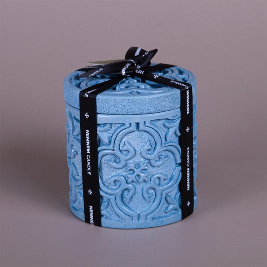 Large Cylinder Maltese Tile Blue