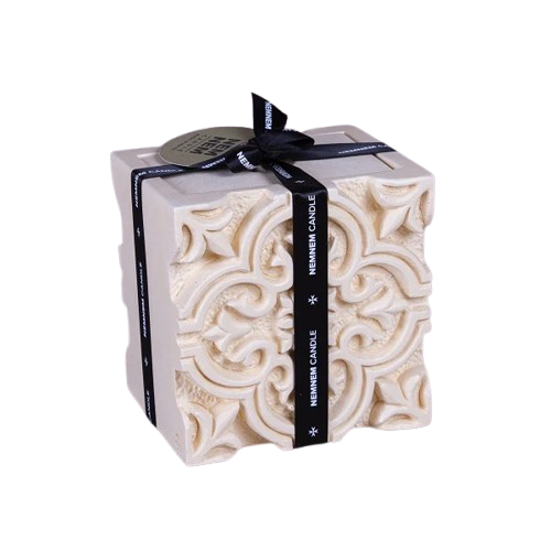 Large Square Jar Full Maltese Tile Beige